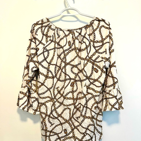 Michael Kors White and Gold Chain Print Shirt - Picture 2 of 3